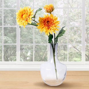 Close Out Deal - Decorative Three Heads Artificial Sunflower with Vase and Perfume Spayer (Size Vase