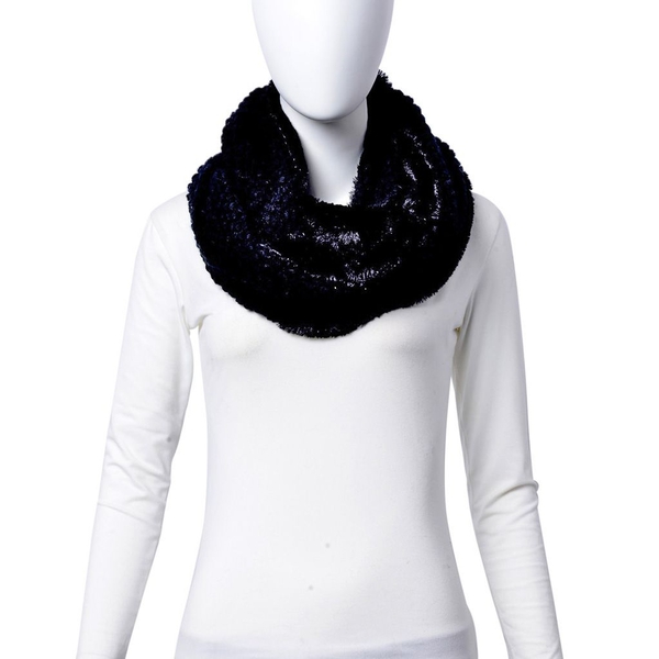 Designer Inspired Double Layered Infinity Black Scarf (Size 20X80 Cm)