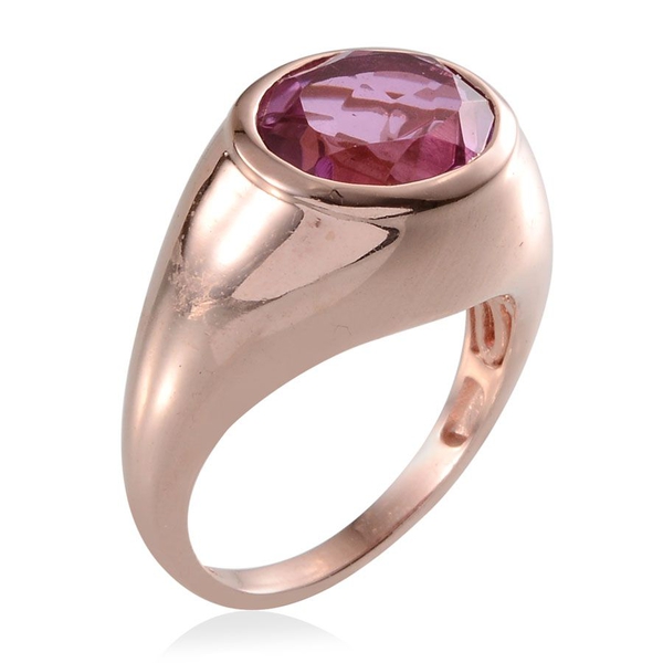 Kunzite Colour Quartz (Ovl) Solitaire Ring in Rose Gold Overlay Sterling Silver 5.750 Ct.