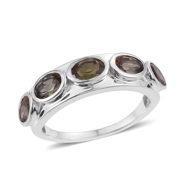 Jenipapo Andalusite (Ovl) 5 Stone Ring in Platinum Overlay Sterling ...