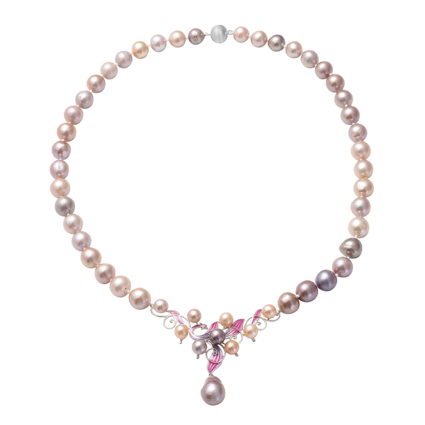 Jubilee Collection - Multi Colour Edison Pearl Beads Enamelled Necklace (Size - 20) With Magnetic Lo
