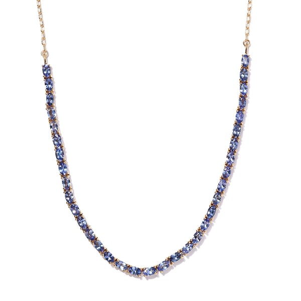 Tanzanite Necklace (Size - 18 with 2 inch Extender) in 14K Gold Overlay Sterling Silver 8.22 Ct, Sil