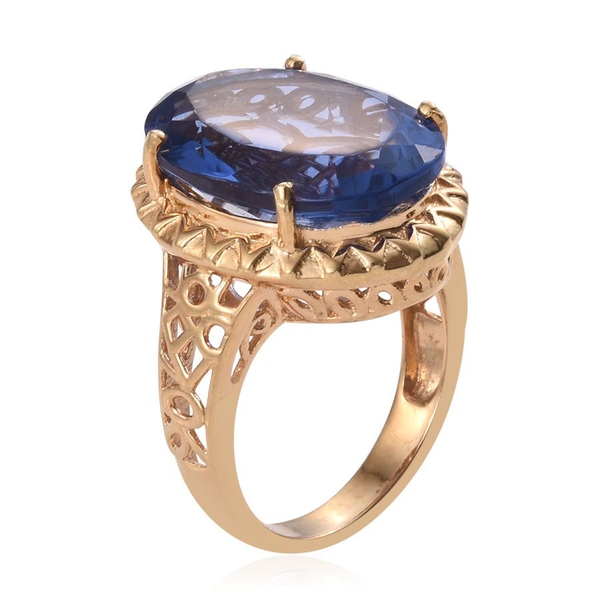 Colour Change Fluorite (Ovl) Ring in 14K Gold Overlay Sterling Silver 19.000 Ct.
