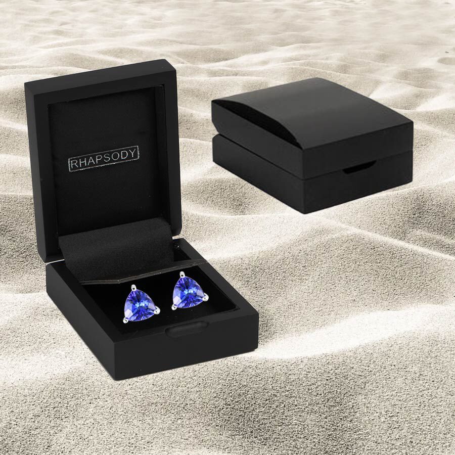 RHAPSODY 950 Platinum AAAA Tanzanite Solitaire Stud Earrings with Screw Back 1.37 Ct, Platinum Wt. 1.90 Gms