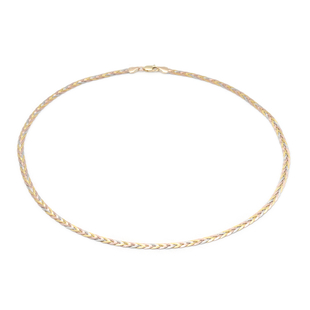 Italian Made- 9K Tricolore Gold Herringbone Necklace (Size - 18) with Lobster Clasp, Gold wt. 6.30 G