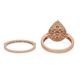 Set of 2 - 9K Rose Gold SGL Certified Champagne (1.00 Cts) and White Diamond (0.50 Cts) ( I3/G-H) Ring 1.50 Ct.