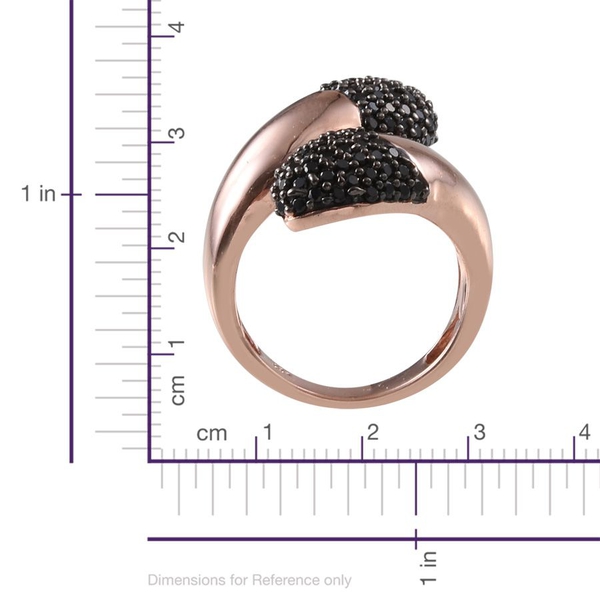 Boi Ploi Black Spinel (Rnd) Crossover Ring in Rose Gold Overlay Sterling Silver 1.250 Ct.