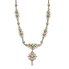 Arizona Sleeping Beauty Turquoise and Natural Cambodian Zircon Enamelled Necklace (Size - 18 with 2 