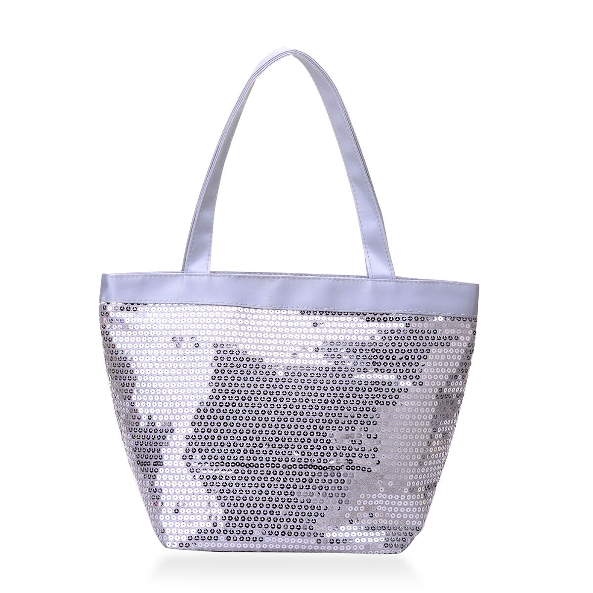 Silver Shiny Sparkle Sequin Tote Bag (Size 15x5.6x11x9 inch)