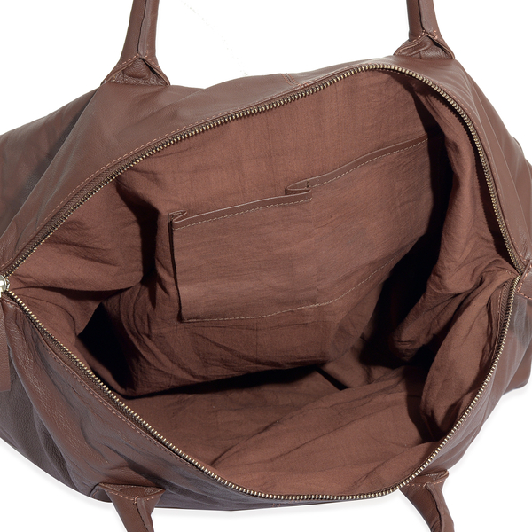 Wayfarer Genuine Leather Dark Chocolate Weekend Travel Bag (Size 55x36x20 Cm)