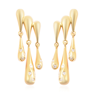 LucyQ Drip Collection - White Moissanite Earrings (with Push Back) in Yellow Gold Overlay Sterling S
