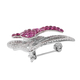 Lustro Stella Simulated Ruby and Simulated Diamond Butterfly Brooch in Rhodium Overlay Sterling Silver