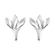 RACHEL GALLEY Sandblast Collection - Rhodium Overlay Sterling Silver Three-Leaf Design Stud Earrings (with Push Back)