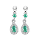 Premium Emerald and Natural Cambodian Zircon Dangling Earrings (With Push Back) in Platinum Overlay 