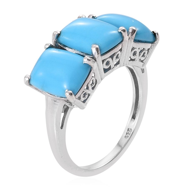 Arizona Sleeping Beauty Turquoise (Cush) Trilogy Ring in Platinum Overlay Sterling Silver 4.750 Ct.