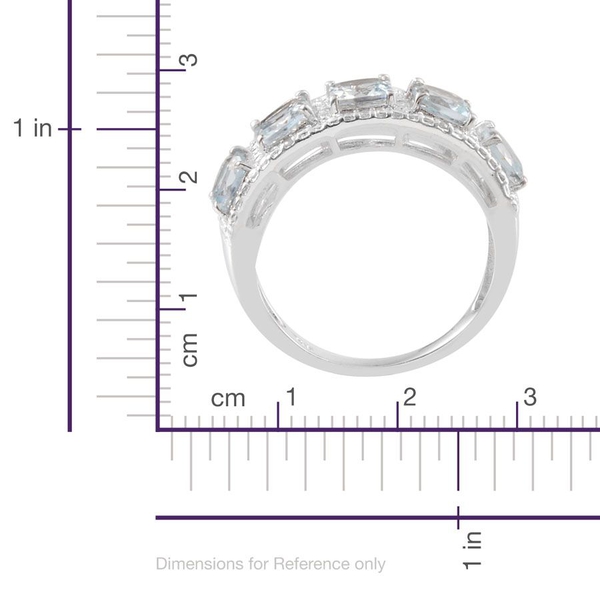 Espirito Santo Aquamarine (Cush), Diamond Ring in Platinum Overlay Sterling Silver 2.270 Ct.