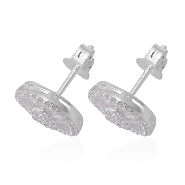 ELANZA Simulated Diamond Stud Earrings (with Push Back) in Sterling Silver