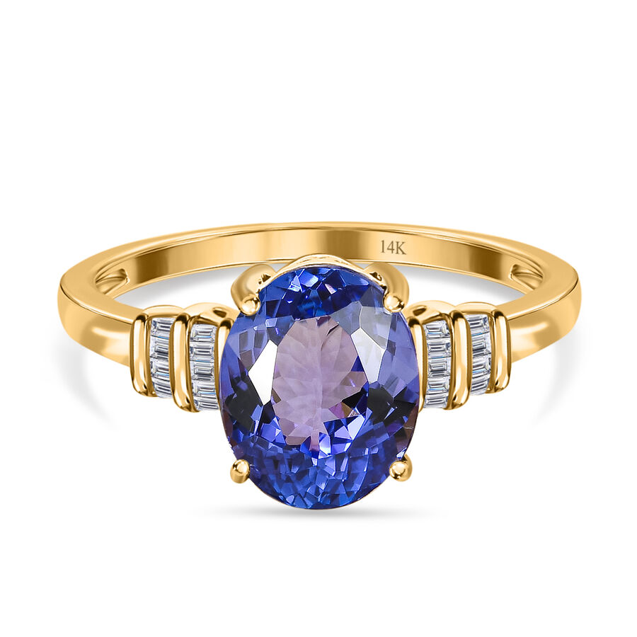 Collectors Edition- 14K Yellow Gold AAA Tanzanite (Oval 10x8 mm) and Diamond Ring 3.00 Ct