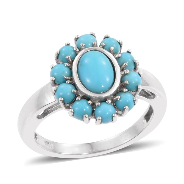 Arizona Sleeping Beauty Turquoise (Ovl 0.70 Ct) Ring in Platinum Overlay Sterling Silver 1.750 Ct.