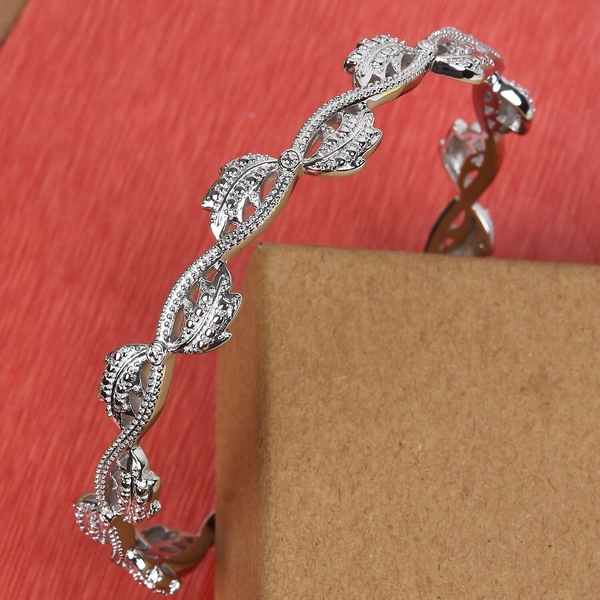 Diamond Accent Bangle (Size 7.5) in Platinum Plated