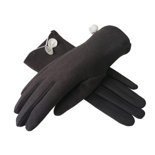 Soft Suede Gloves with Small Bow Detail - Black
