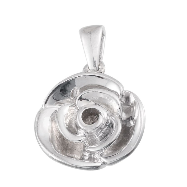 Platinum Overlay Sterling Silver Floral Pendant, Silver wt 7.00 Gms.