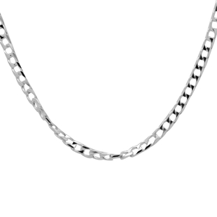 JCK Vegas Collection Diamond Cut Square Curb 20 Inch Chain in Sterling Silver