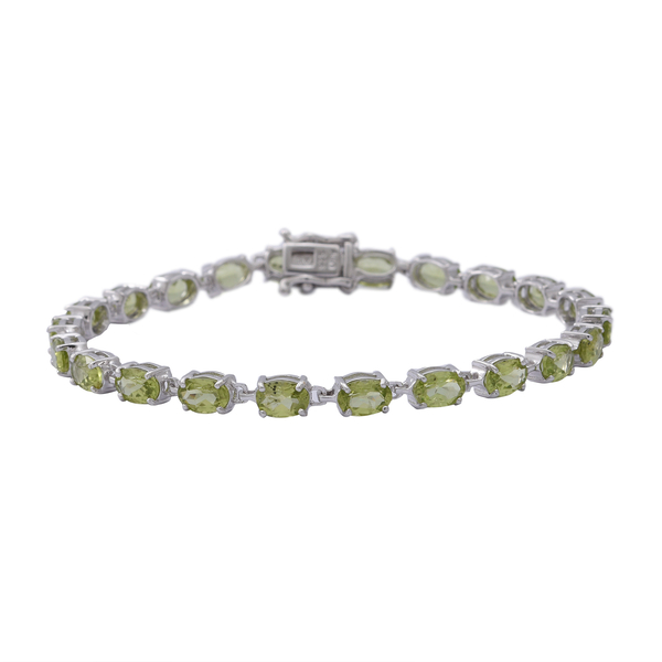 Peridot  Bracelet (Size - 7) in Rhodium Overlay Sterling Silver 40.95 ct,  Silver Wt. 6 Gms  40.950 