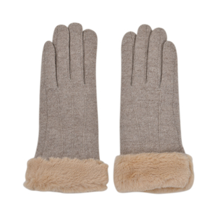 Cashmere Faux Fur Gloves Brown