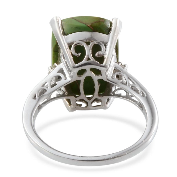 Mojave Green Turquoise (Cush 8.00 Ct), White Topaz Ring in Platinum Overlay Sterling Silver 8.010 Ct.
