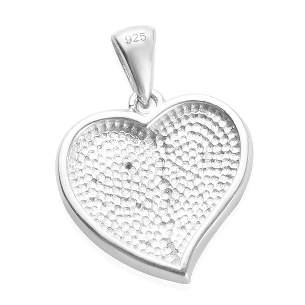 Diamond Enamelled Heart Pendant in Platinum Overlay Sterling Silver
