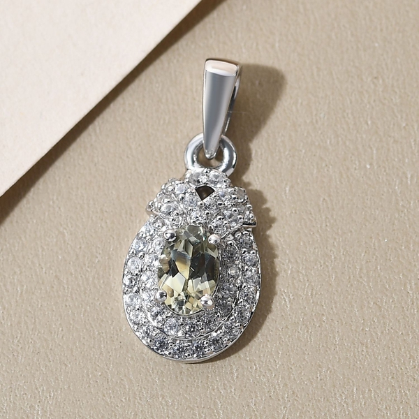 Turkizite and Natural Cambodian Zircon Pendant in Platinum Overlay Sterling Silver
