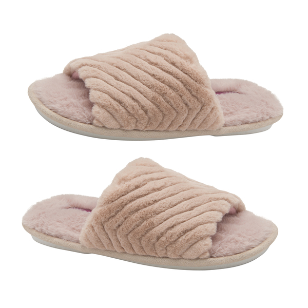 Dunlop Phoebe Ladies Memory Foam Faux Fur Lined Slip On Mule Slippers (Size- 4)