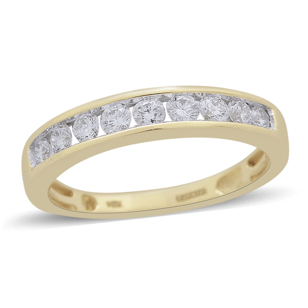 ILIANA 18K Yellow Gold IGI Certified Diamond (Rnd) (SI-GH) Half Eternity Band Ring 0.500 Ct.