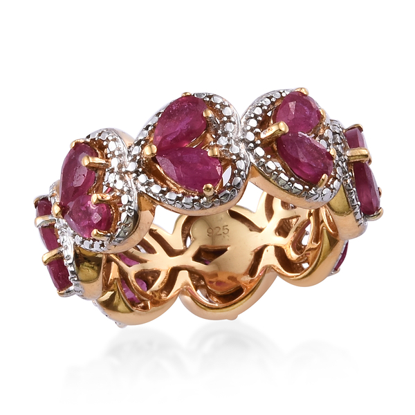 4.75 Ct African Ruby Heart Ring in Platinum and Gold Plated Silver 5 Grams