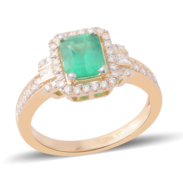 ILIANA 18K Yellow Gold AAA Boyaca Colombian Emerald (Oct) Diamond (SI/G-H) Ring 2.390 Ct.
