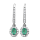 Ethiopian Emerald and Natural Cambodian Zircon Hoop Earrings ( With Hoop)  in Platinum Overlay Sterl