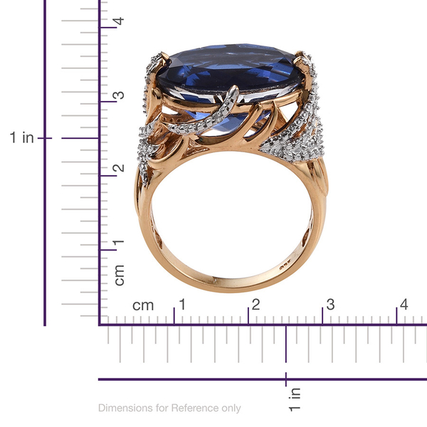 Ceylon Colour Quartz (Ovl 12.15 Ct), Diamond Ring in 14K Gold Overlay Sterling Silver 12.200 Ct.