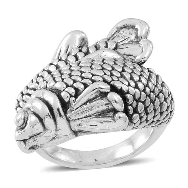 Thai Sterling Silver Fish Ring, Silver wt 5.76 Gms.