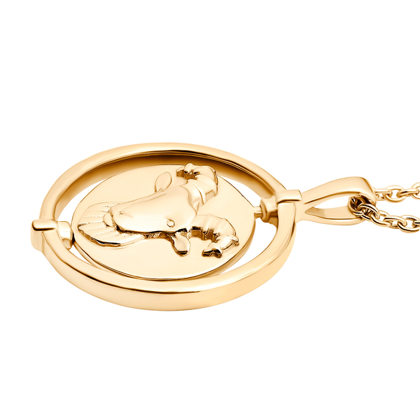 Sunday Child 14K Gold Overlay Sterling Silver Aries Zodiac Sign Pendant with Chain (Size 20), Silver Wt. 6.26 Gms