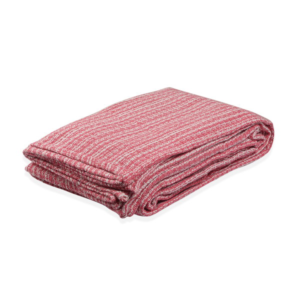 100% Cotton Rasberry Pink and White Colour Bed Cover (Size 240x170 Cm)
