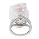 Baroque Freshwater Pearl and Diamond Ring in Rhodium Overlay Sterling Silver