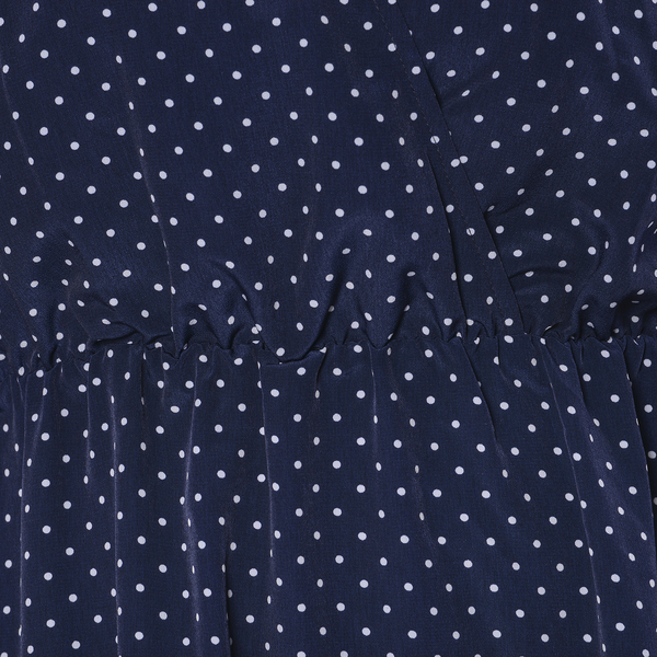 LA MAREY Vintage Style Polka Dot Print Wrap Dress in Navy (Size S, 10)