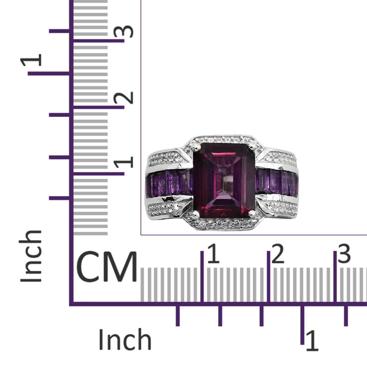 Lulaby Mystic Topaz (Oct), Amethyst, Natural Cambodian Zircon Ring in Platinum Overlay Sterling Silver 7.500  Ct, Silver wt; 8.40 Gms.