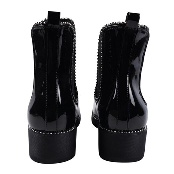 Faux Leather Gusset Boots (Size 3) - Black