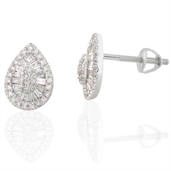 ILIANA 18K W Gold SGL Certified Diamond (Rnd) (SI/ G-H) Stud Earrings (with Screw Back) 0.500 Ct.