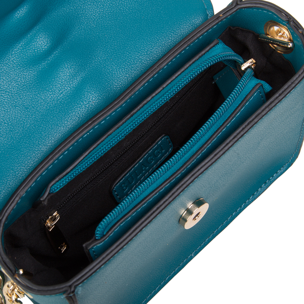 Bulaggi Collection - Calla Crossbody Bag with Metallic Pattern Flap and Adjustable Shoulder Strap (17x13x8cm) - Emerald Green Colour
