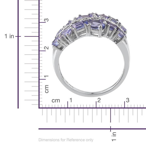 Tanzanite (Ovl 0.50 Ct), Diamond Ring in Platinum Overlay Sterling Silver 2.260 Ct.