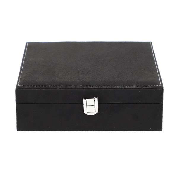 Portable Velvet Jewellery Box with Lock (Size 20x20x7Cm) - Black
