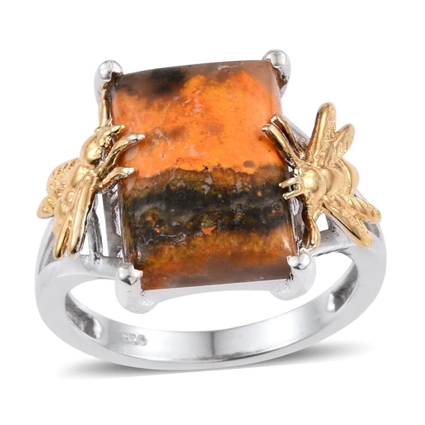 Bumble Bee Jasper (Bgt) Solitaire Ring in Platinum and Yellow Gold Overlay Sterling Silver 5.750 Ct.